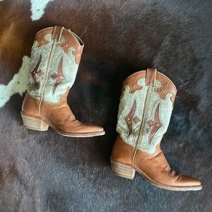 Abilene Boot Co womens mid calf pointed toe western boots antiqued leather 6.5